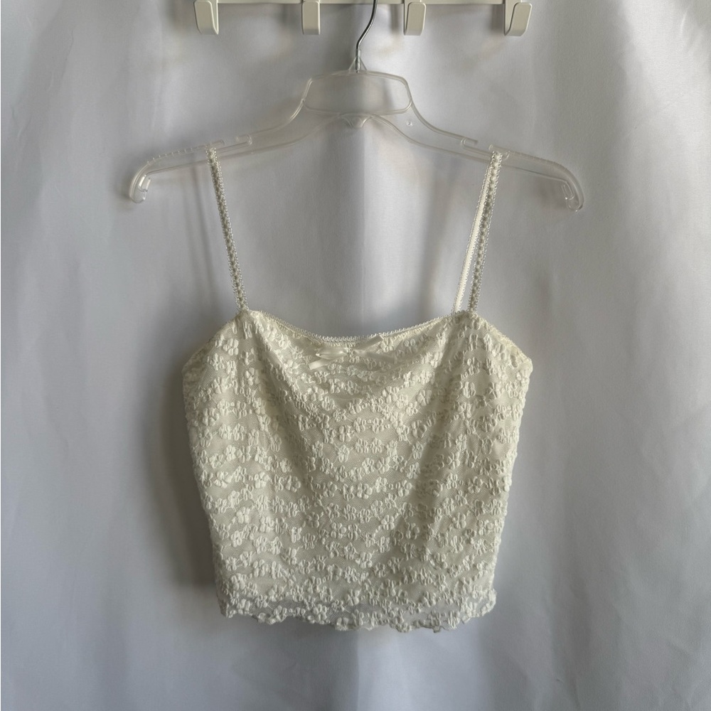 Delicate Lace Camisole - White Spaghetti Strap Top